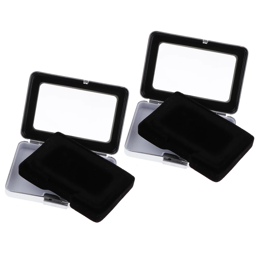 2Pcs Luxury Gemstone Gem Loose Diamond Storage Box Jewelry Organizer Case Double-Face Velvet Adjustable Pad