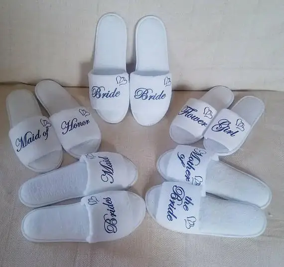 

personalized wedding bridesmaid bride spa slippers Matron of honor Flower Girl night Bachelorette party favors company gifts
