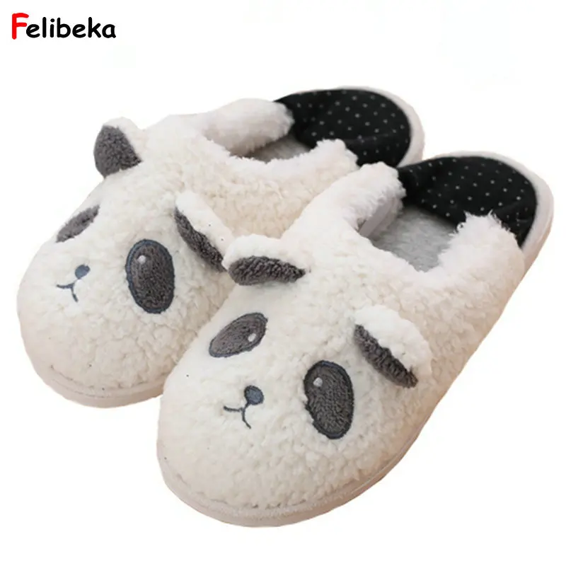 

Cute Panda Animal Cartoon Pattern Warm Women Home Flats Comfortable Indoor House Women Slippers Shoes Pasoataques