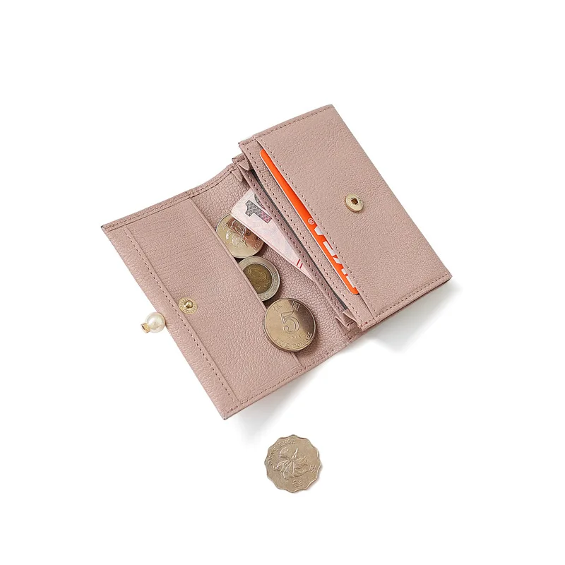 Маленький кошелек из натуральной кожи, женские Мини-кошельки, кавайный кошелек на застежке, милый кошелек для монет, маленький клатч, квадратный женский держатель для карт