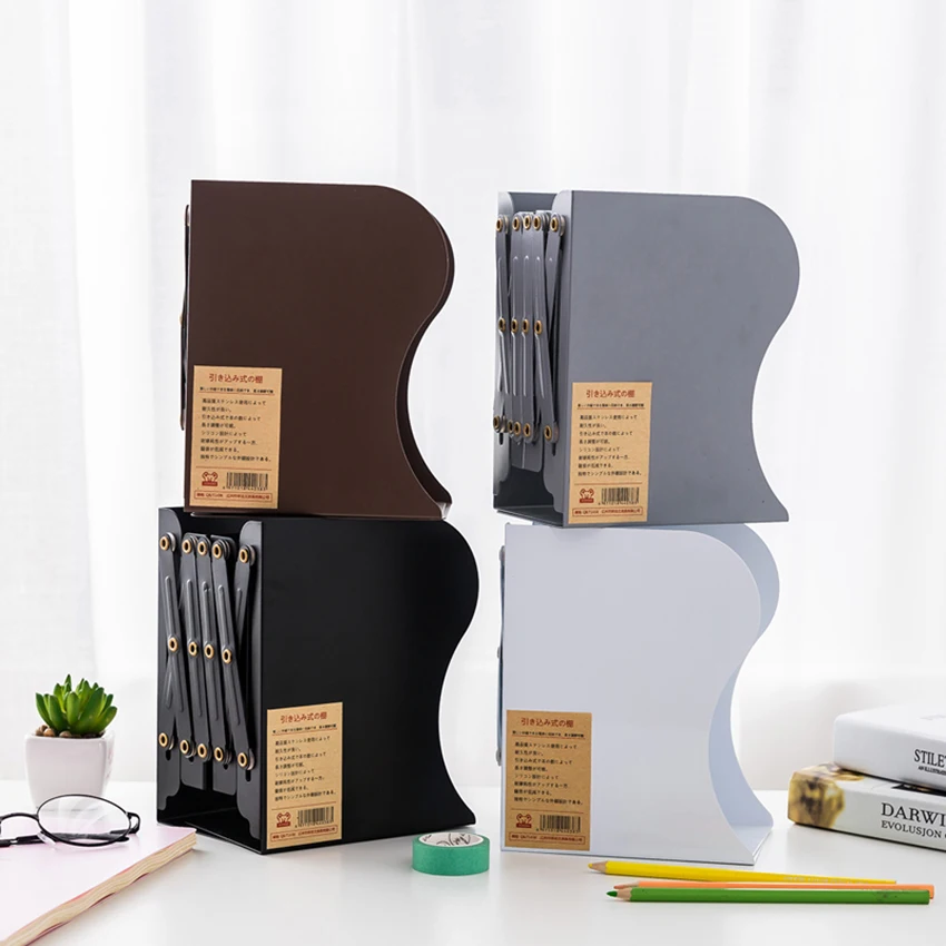 

Retractable Bookend Supports Adjustable Bookshelf Large Steel Plate Bookend Desk Book Organizer for Stationery Student Readers