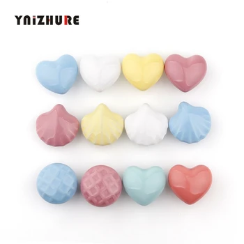 

New Cute Child Brand Nordic Ceramic Single Round Knobs Wardrobe Kitchen Garden Door Handle Modern Cabinet Handle With Screw 1PC