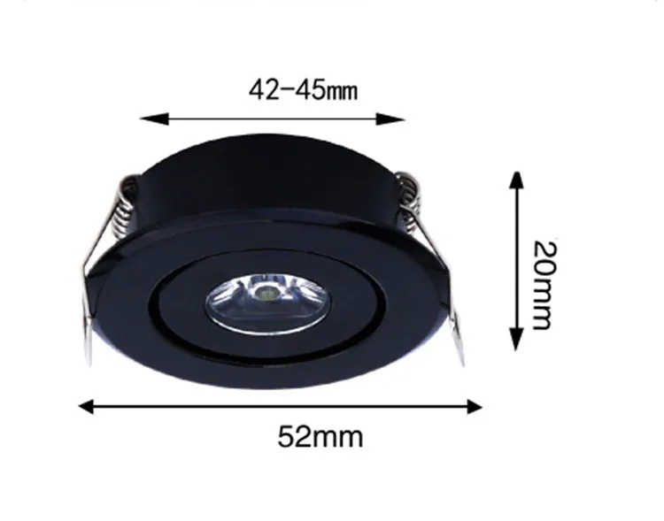Черный мини-Потолочный Светодиодный точечный светильник, 3 Вт светодиодный светильник, размер отверстия 40-45 мм, Встраиваемый светодиодный панельный светильник, светодиодный светильник