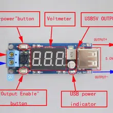 2 шт. DC-DC модули питания напряжения бортовой вольтметр аккумулятора+ 5 В USB зарядка мобильного телефона