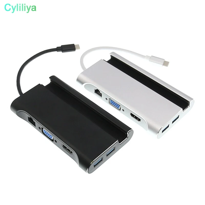 7 в 1 USB C 3 Тип К до 4 к HDMI VGA Rj45 Gigabit Ethernet 0 порт PD зарядный адаптер док держатель