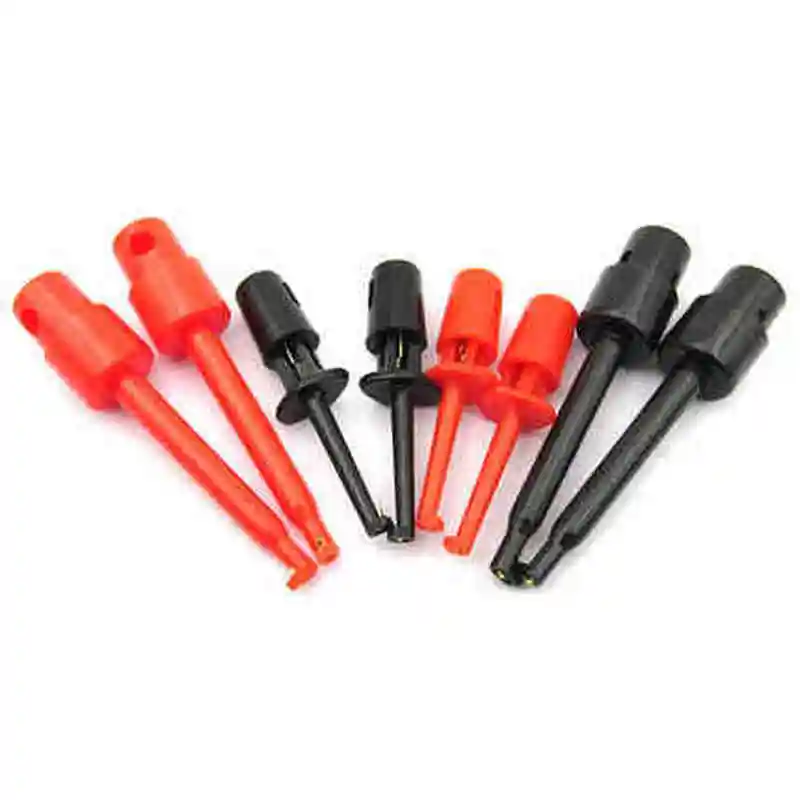 10PCS Red Lead Wire Test Probe Hook Clip Set Connector For Multimeter