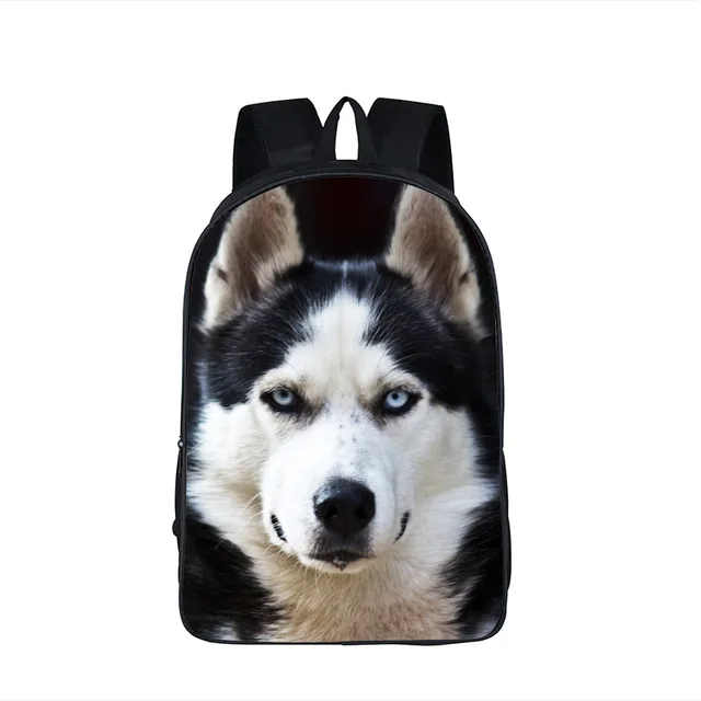 Wolf Husky Printing Backpack Men Women Street Rock Backpack Pug