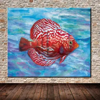 

Arthyx UnFramed Picture Hand Painted Modern Abstract Fish Oil Painting On Canvas Wall Art Poster For Living Room Home Decoration