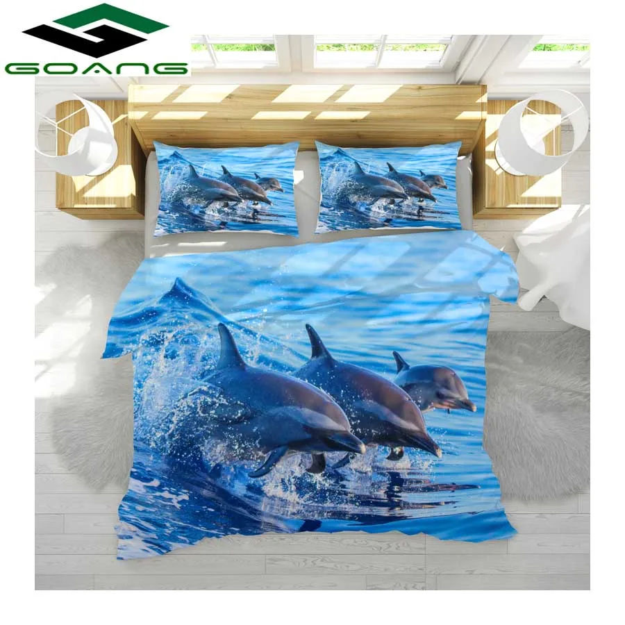 

GOANG 3d bedding Sets dolphin scenery pattern bed sheet duvet cover pillow 3pcs king size bedding set luxury home textiles