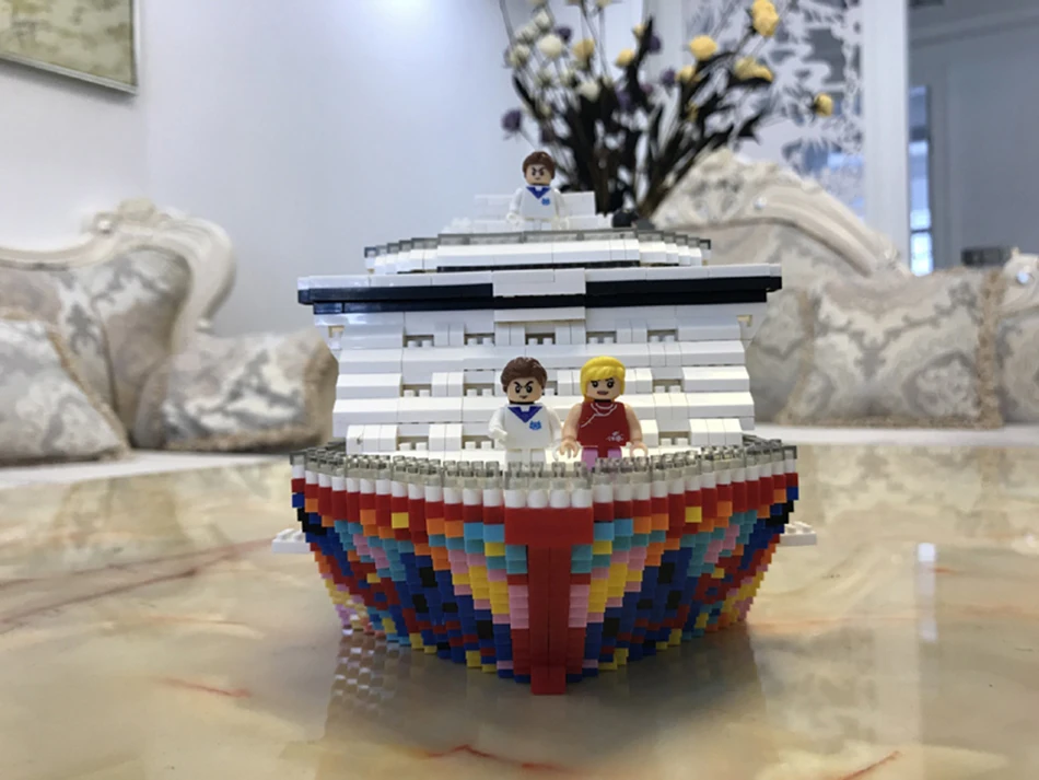 Мини-строительные микроблоки, цельный роскошный круизный лайнер, пиратский корабль, большая белая лодка, 3D модель, сделай сам, Алмазные Кирпичи, игрушка в подарок для мальчика