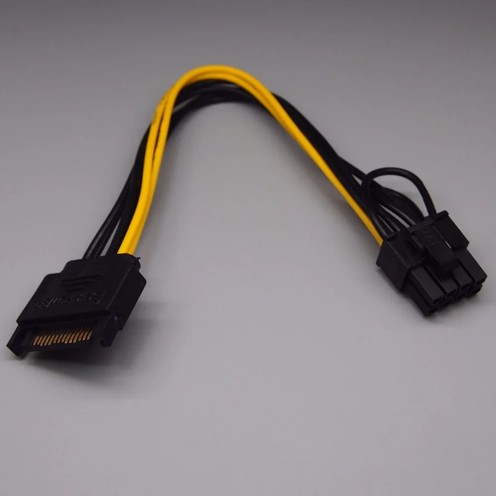 5pcs SATA 15pin to 8Pin graphics card power cord power supply cablein