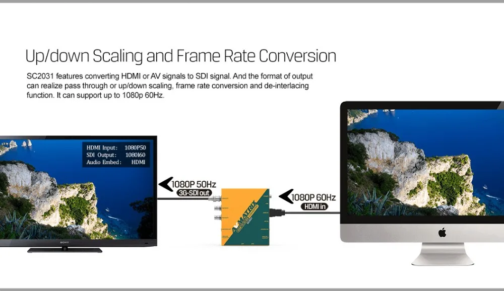 AVmatrix HDMI to SDI масштабируемый конвертер с аудио embededding, Avmatrix HDMI 1080P 60hz to 720p 30hz конвертер для SDI монитора