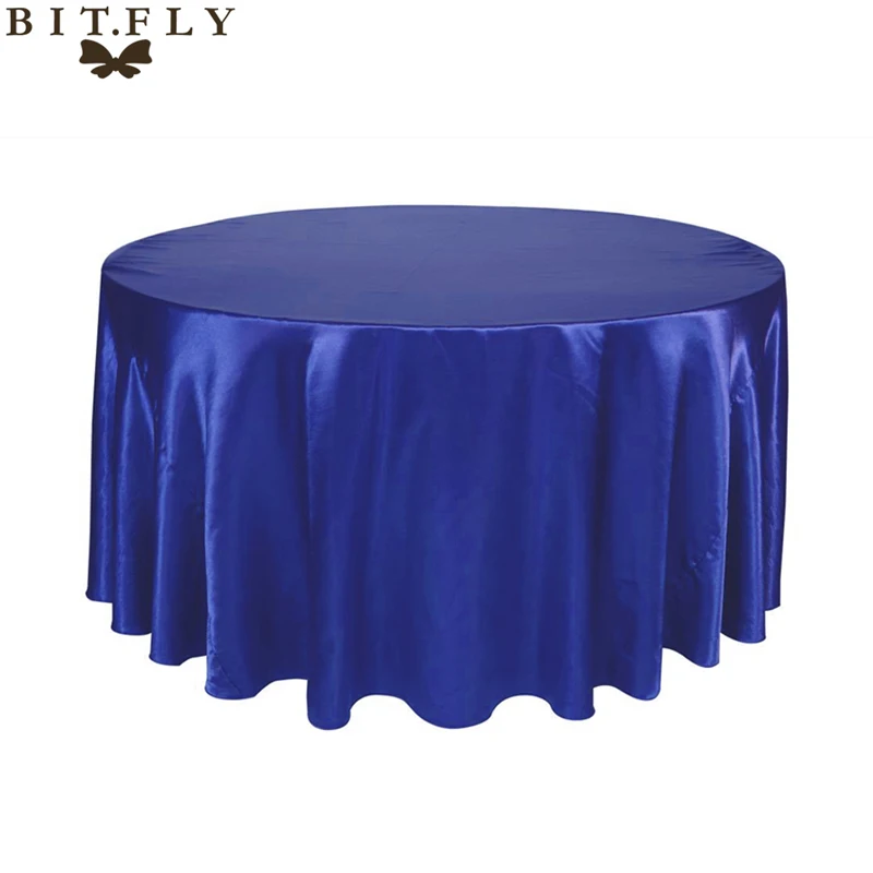 228 см круглая атласная скатерть, скатерть из полиэстера, покрытие для стола, маслостойкая Свадебная вечеринка, ресторан, банкет, украшение для дома - Цвет: Royal Blue