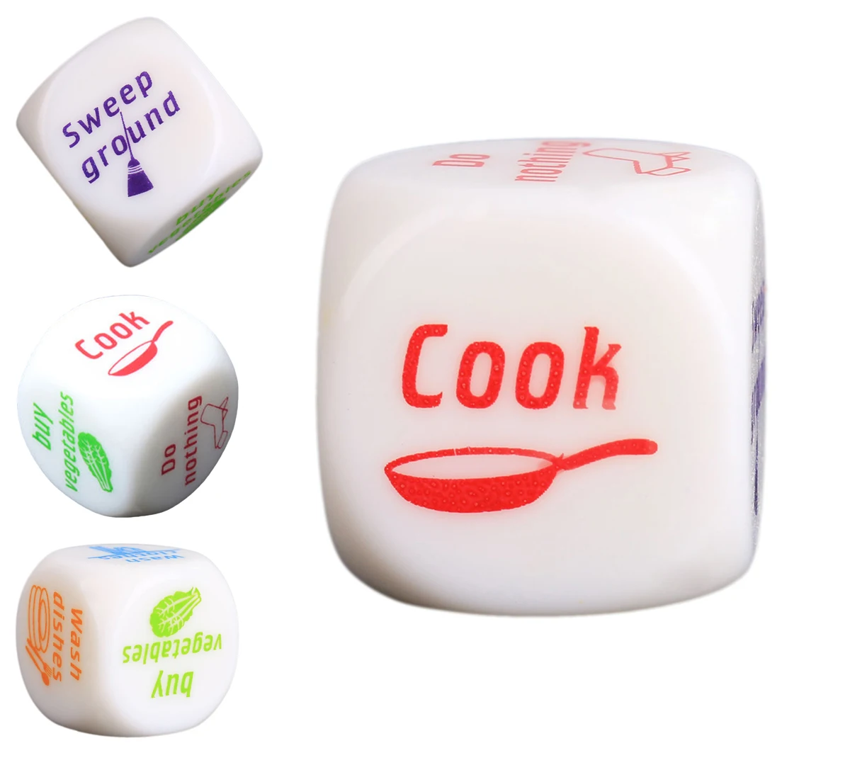 Funny Home Romance Dice for Lover/Couple Families Game Gift 6 Pieces Housework Distribution Dices Creative Chores Decider for Families Toys 