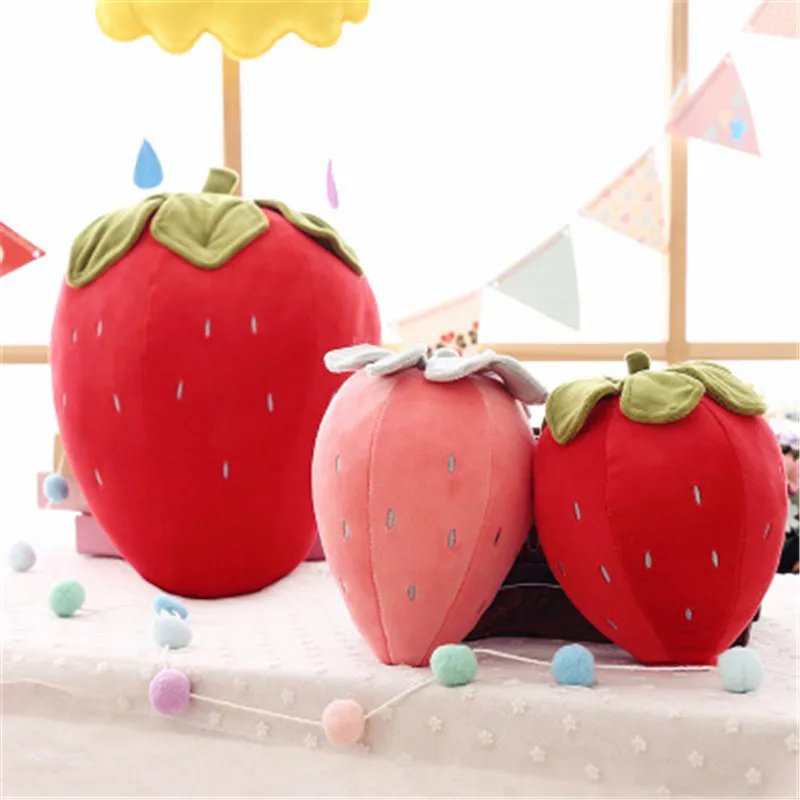 

Creative Simulation Strawberry Fruit Plush Pillow Stuffed Plush Toys for Kids Girls Baby Funny Gift Sofa Seat Cushion New sale