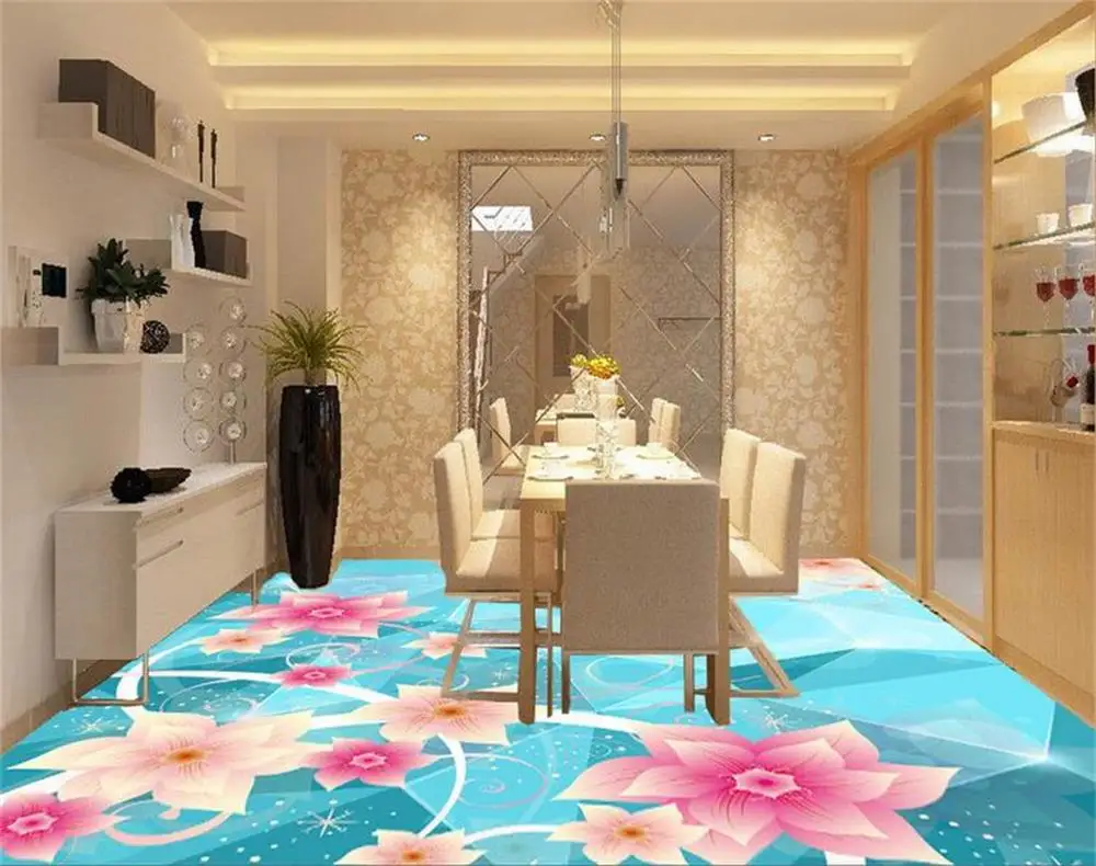

Custom photo wallpaper/mural PVC floor wallpaper/3d wallpaper/blue Dreamy romantic flowers/KTV/Hotel/Kitchen