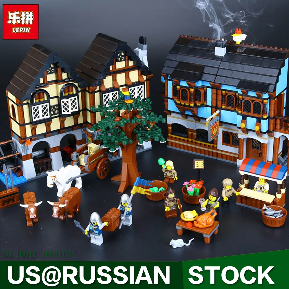 

Lepin 16011 1601Pcs Medieval Market Village Building Blcoks Bricks Toys model 10193