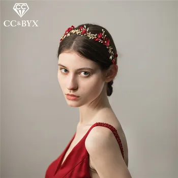 

CC wedding jewelry hairbands headbands for bridal romantic engagement hair accessories simple red flower shape headdress O366