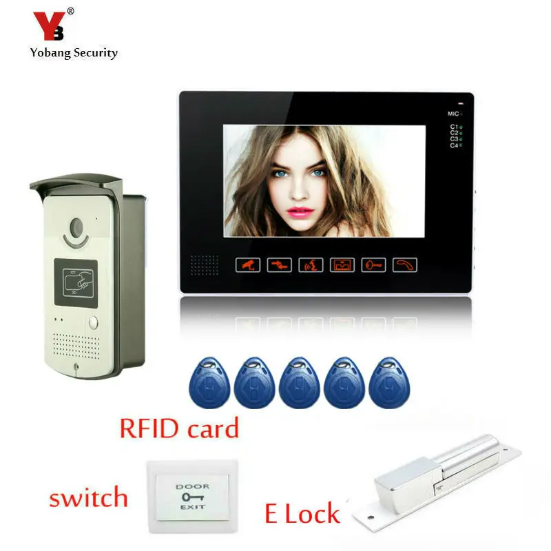 Видеодомофон Yobang с ЖК экраном 9 дюймов видеодомофон системой RFID разблокированная