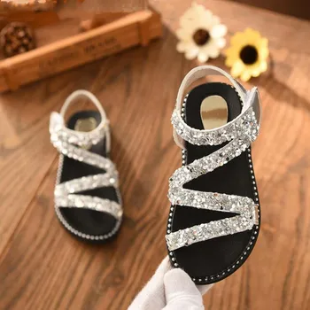 

New Crystal Sandals Girls Shiny Summer Shoes Children Beach Sandals For Girls Princess Shoes Kids Size 26-36