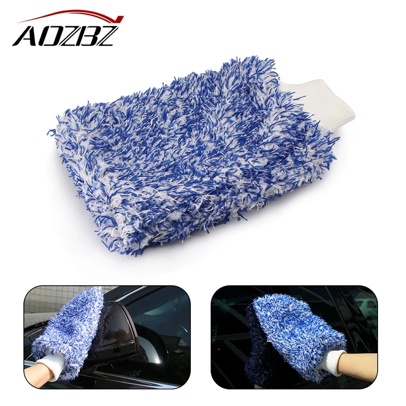 Microfiber Car Cleaning Glove High Density Scratch Free Wash Mitt Wet and Dry Use Dusterwash