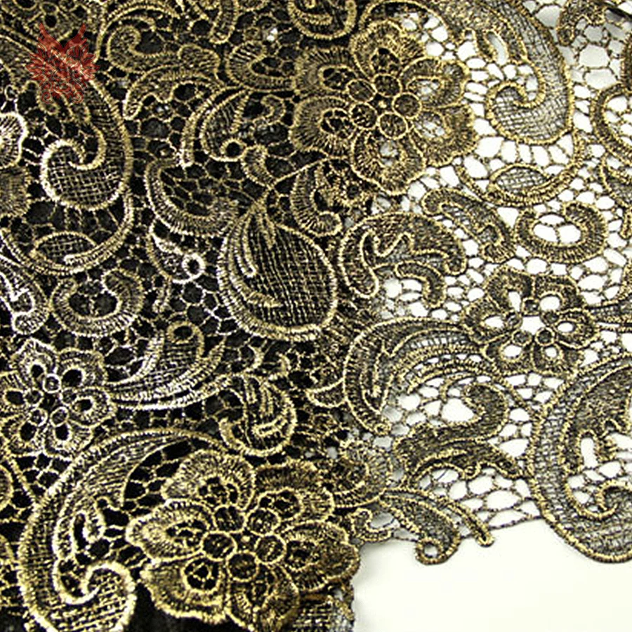 

Designer gold silver bronzing floral embroidery guipure lace fabric for dress lace fabric for sewing tela free shipping SP3306