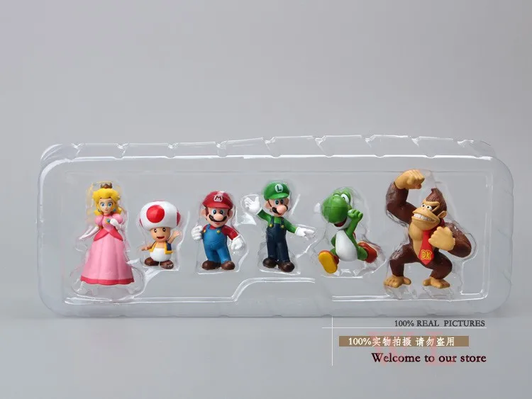 Super Mario Bros персик Дейзи жаба Марио и Луиджи Варио Луиджи Купа Донки Конг ПВХ фигурка игрушки куклы 6 шт./компл. 5 видов
