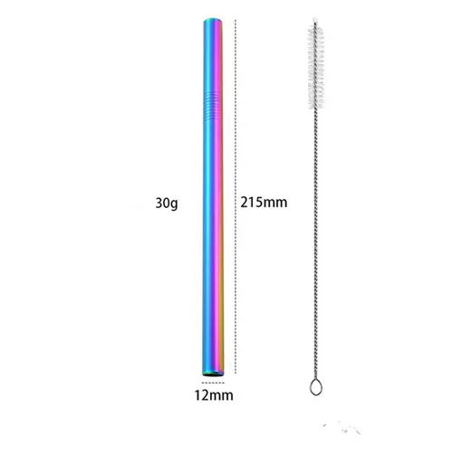 1 шт. Экстра Широкий 12 мм 304 нержавеющая сталь ментальная соломенная полировка готовая Питьевая многоразовая солома с щеткой для кружек - Цвет: Blue