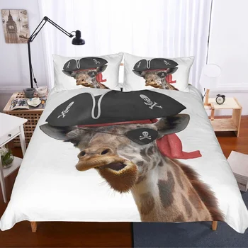 

Giraffe White Duvet Cover Set Cute Animals Microfiber Soft Bed Linen Set with Pillowcase Single Double Full Queen King Bed Cover