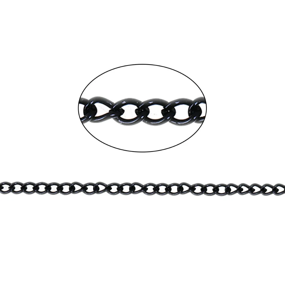 Doreenbeads на основе железа сплав Черный звено цепочки панцирного плетения выводы моды DIY ювелирных изделий Компоненты 4x3 мм (1/8 "х 1/8"), 10 м