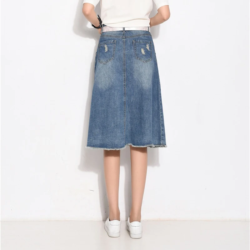 Goplus Для женщин Сладкий цветочный Вышивка Denim Гольфы Длина повседневная юбка