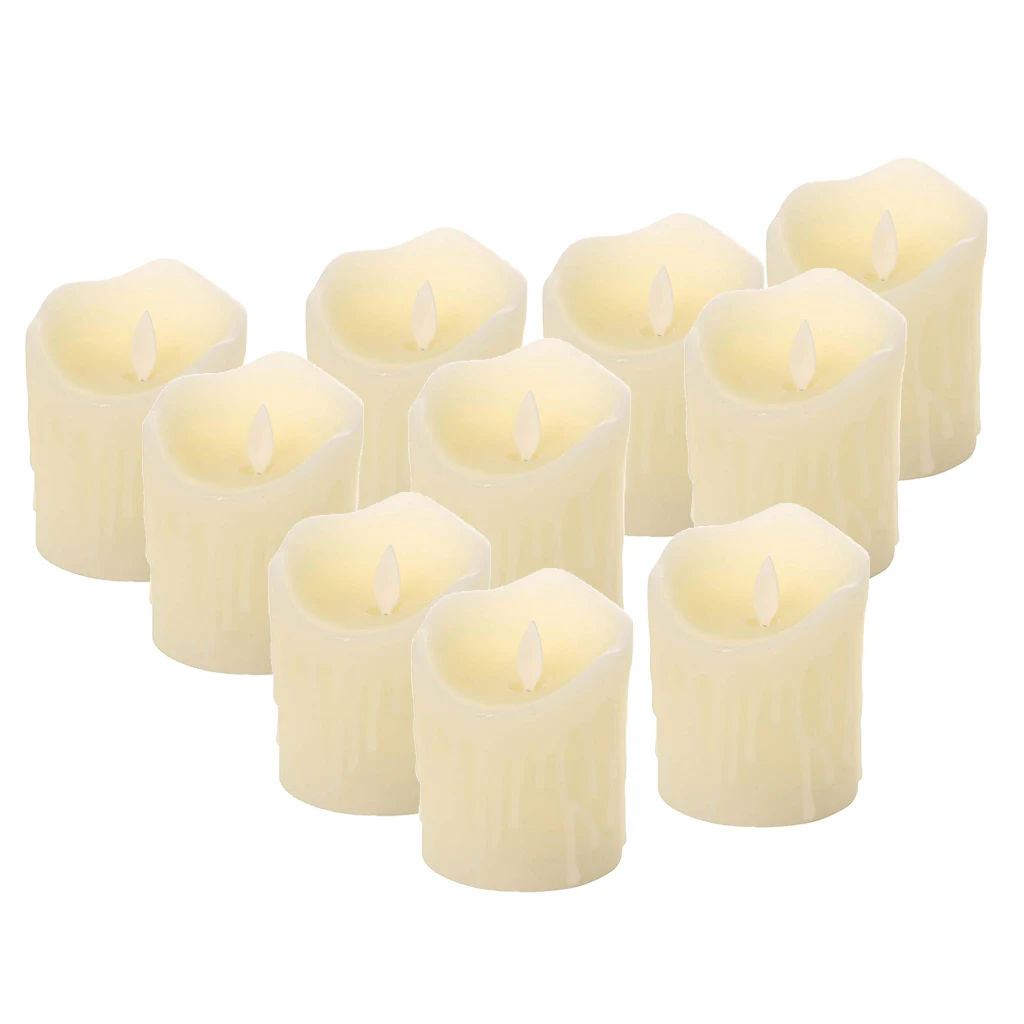 10pcs Flickering Flames Candles Realistic LED Candle Dancing Flame Light Indoor and Outdoor Battery Operated Wedding Party Decor