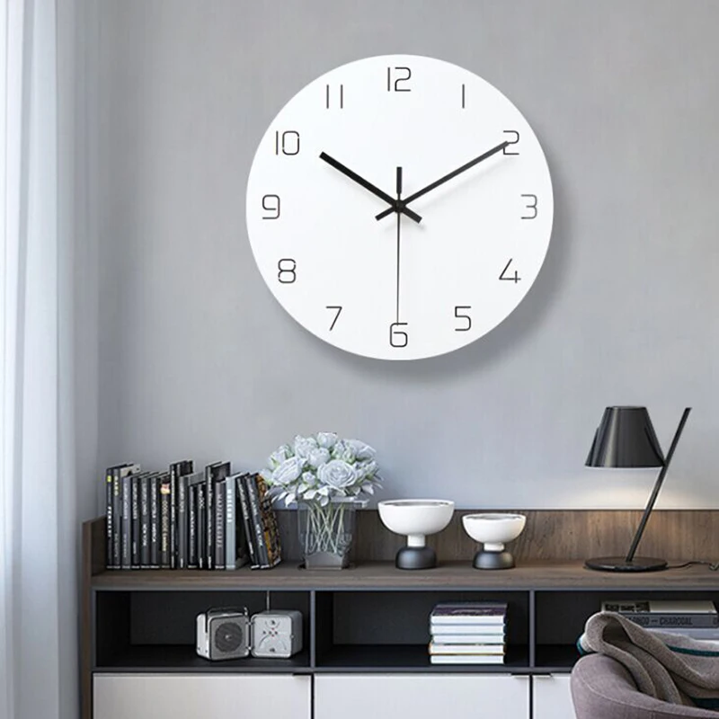 12 Inch Wall Clock Nordic Household Mute Living Room Bedroom Minimalist Modern Decorative Wall Watch Quartz Round Clocks