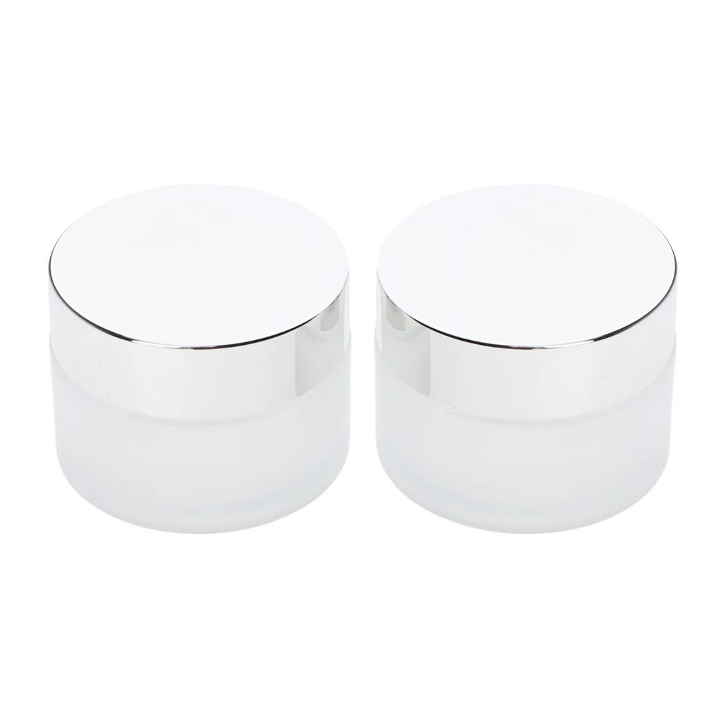 2 Pieces Empty Glass Cosmetic Jar Travel Portable Bottles Lotions Oils Jars Translucent Glass for Powder Foundation Liquid