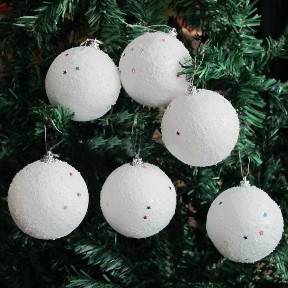 

6pcs/set Christmas tree Five-pointed star bells foam decorations beautiful snowball little bell Christmas Tree Hanging Ornaments