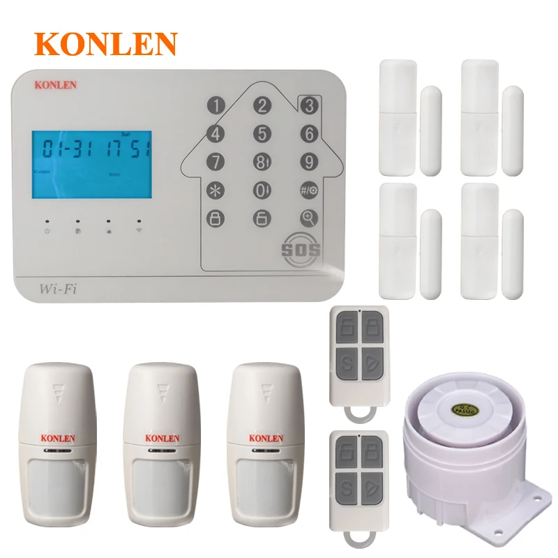 Konlen wifi GSM PSTN умная домашняя система охранной сигнализации для дома безопасный беспроводной детектор проводка сенсор комплект Alarme камера поддерживается - Цвет: Package C