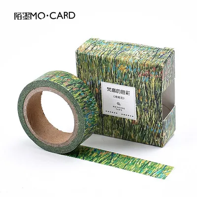 Creative Van Gogh Oil Painting Japanese Masking Washi Tape Decorative Adhesive Tape Diy Scrapbooking Sticker Label Stationery - Цвет: Iris