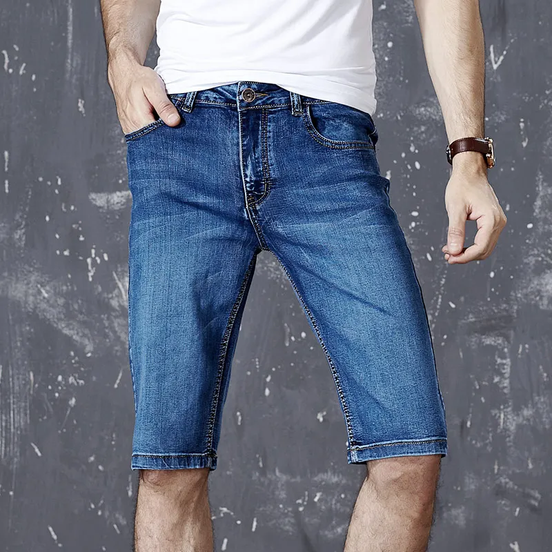 2018 New Mens Summer Stretch Lightweight Thin Denim Jeans Short for Men