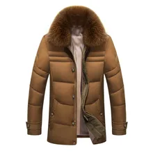 2018 chaqueta de invierno hombres de alta calidad chaquetas para hombre pato blanco abajo Parkas capa con Real Fox Fur Hood