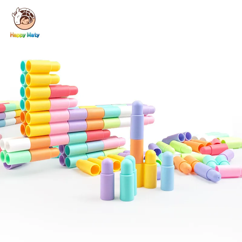 

2018 New color Kids Plastic Bullet Building Blocks Educational Toys for Baby Boys and Girls Children Christmas Birthday Gift