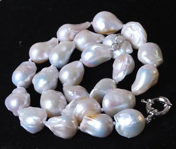 

NATURAL LARGE 12-16MM WHITE BAROQUE CULTURED PEARL NECKLACE 18'