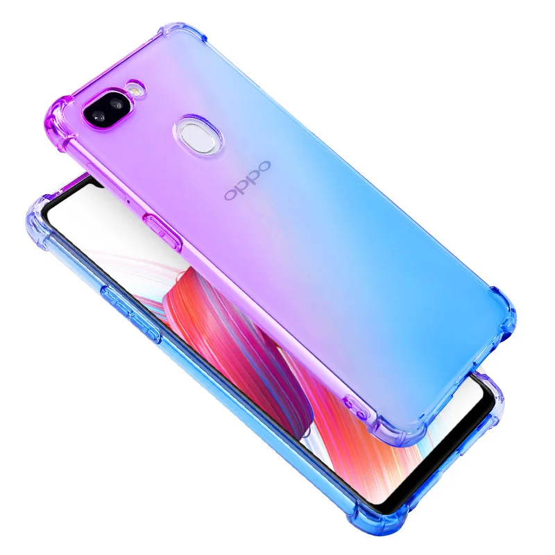 

Rainbow Gradient Airbag Case for OPPO Reno F11 Pro R15X Four Corners Schockproof Case for OPPO R19 A9 R15 Soft TPU Phone Cover