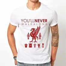 Liverpool FC LFC T shirt Mens White Liver bird You ll Never Walk Alone YNWA Tee