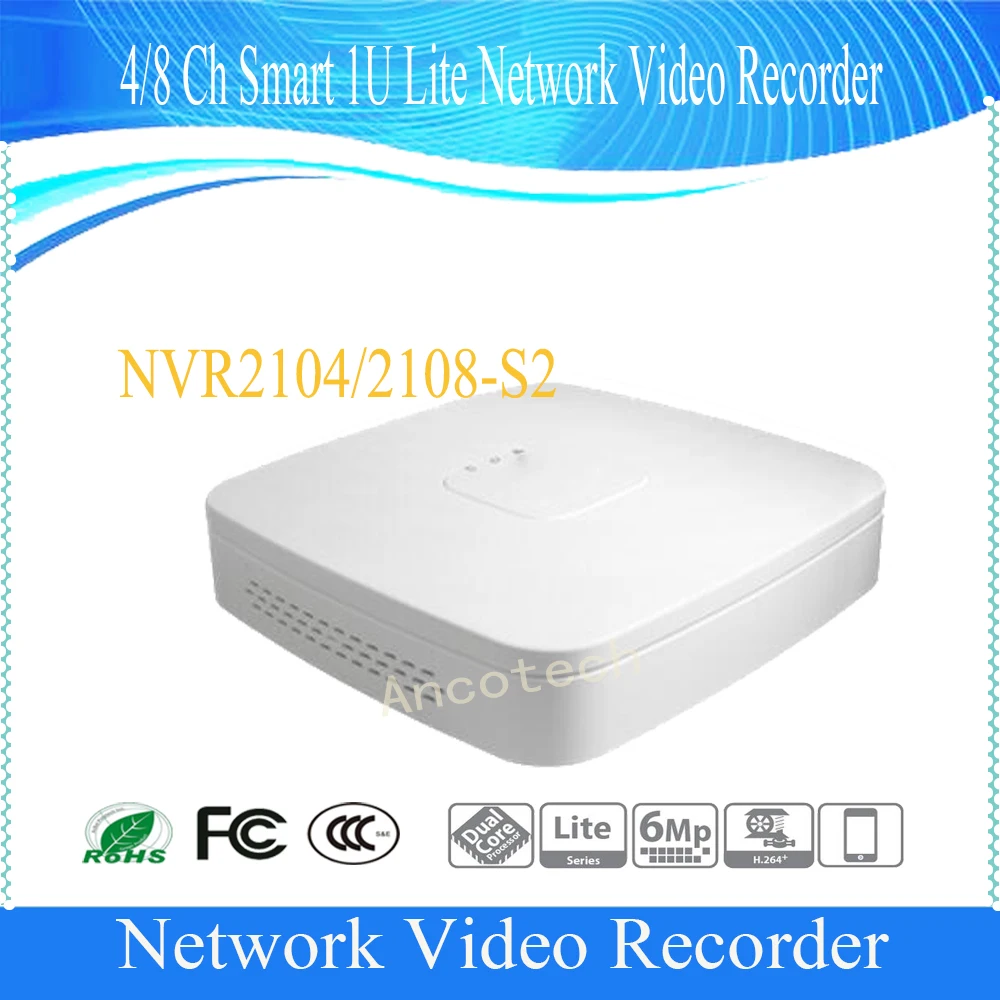 

Free Shipping Dahua 4/8Ch Smart 1U Lite Network Video Recorde English Version NVR H.264 HD 6MP Without Logo NVR2104/2108-S2