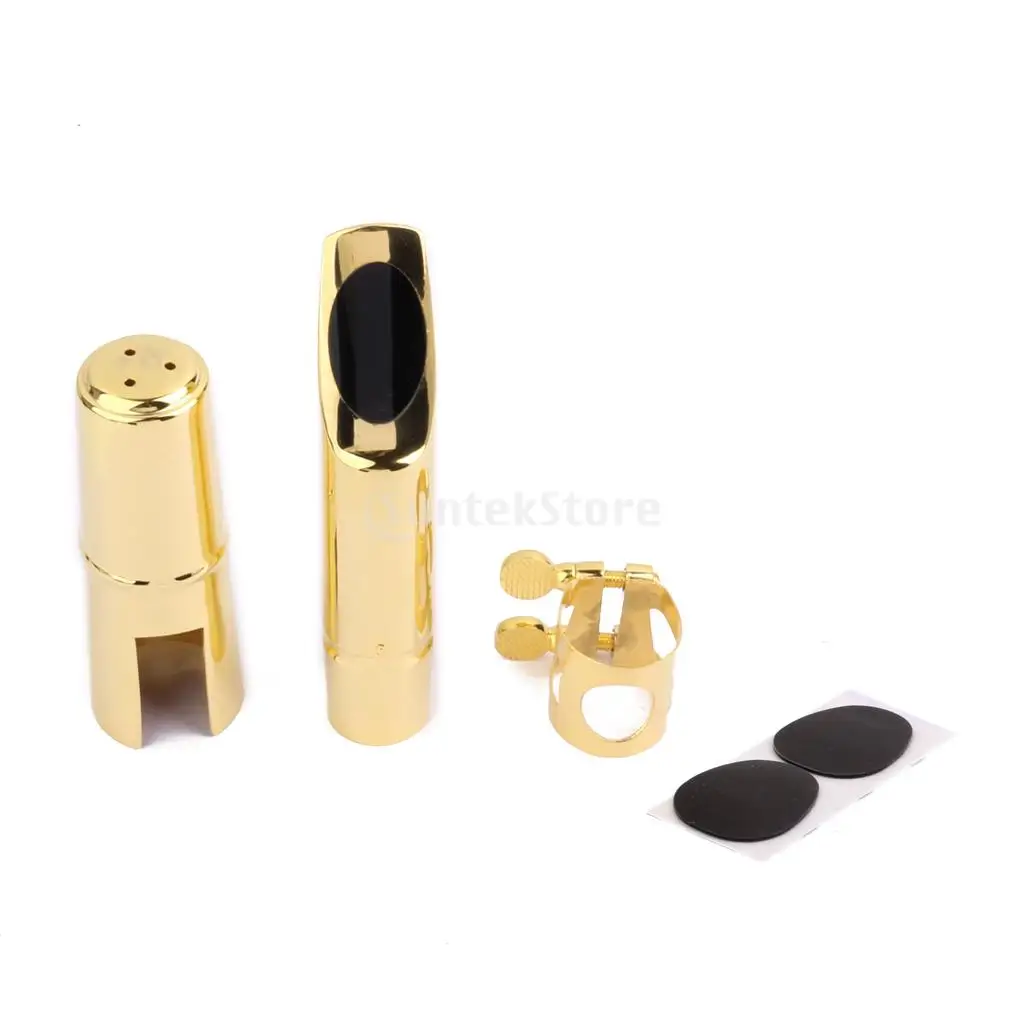 

Tenor Sax Saxophone Mouthpiece #5 Metal with Cap and Ligature Golden Plated