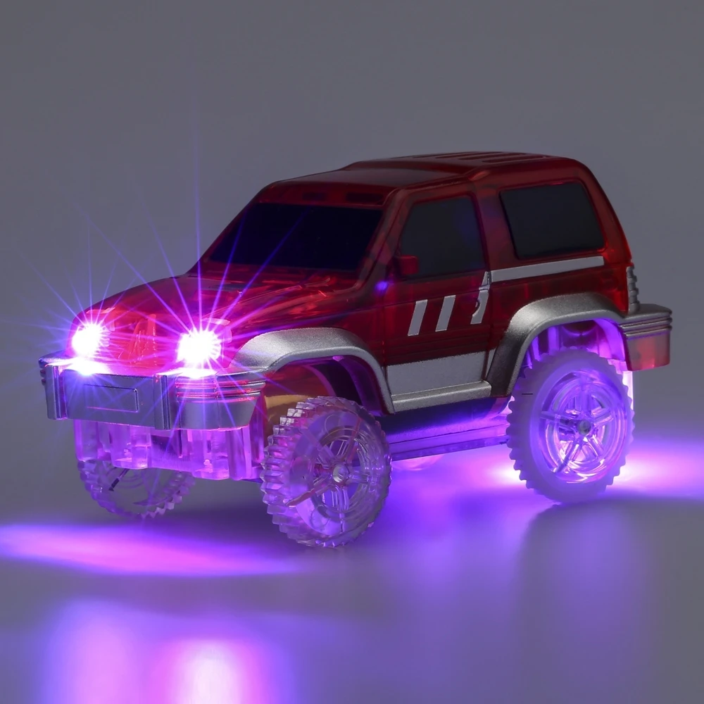 New LED Racing Car Toys Mini DIY Assemble Race Track Cars Light Up