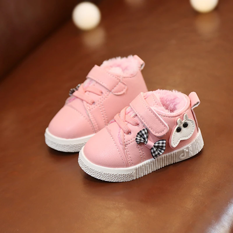 

2018 Winter Baby Girl Infant Shoes Toddler Girl shoes Casual Plus Velvet Running Shoes Soft Bottom Non-Slip Baby Sneakers