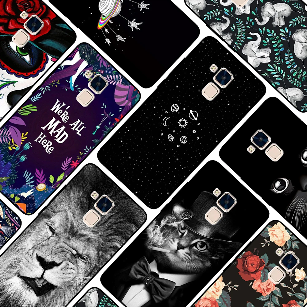 

Black Soft Cases For Huawei Honor 7 Lite 5.2" Colorful Patterned Printed Silicone Phone Cases Cover For Huawei Honor 7 Lite