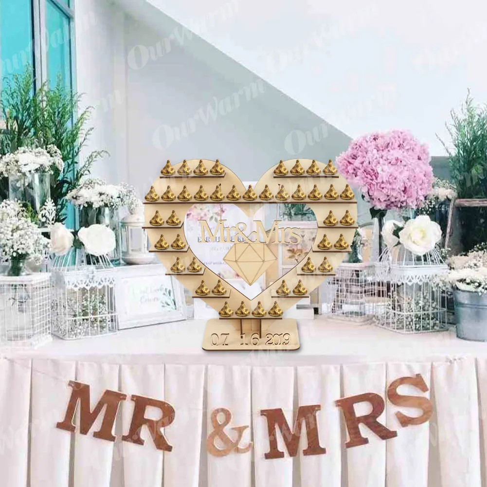 OurWarm Mr and Mrs подставка для шоколада Ferrero Rocher подставка Свадебные украшения Сердце Дерево Свадебные витрины