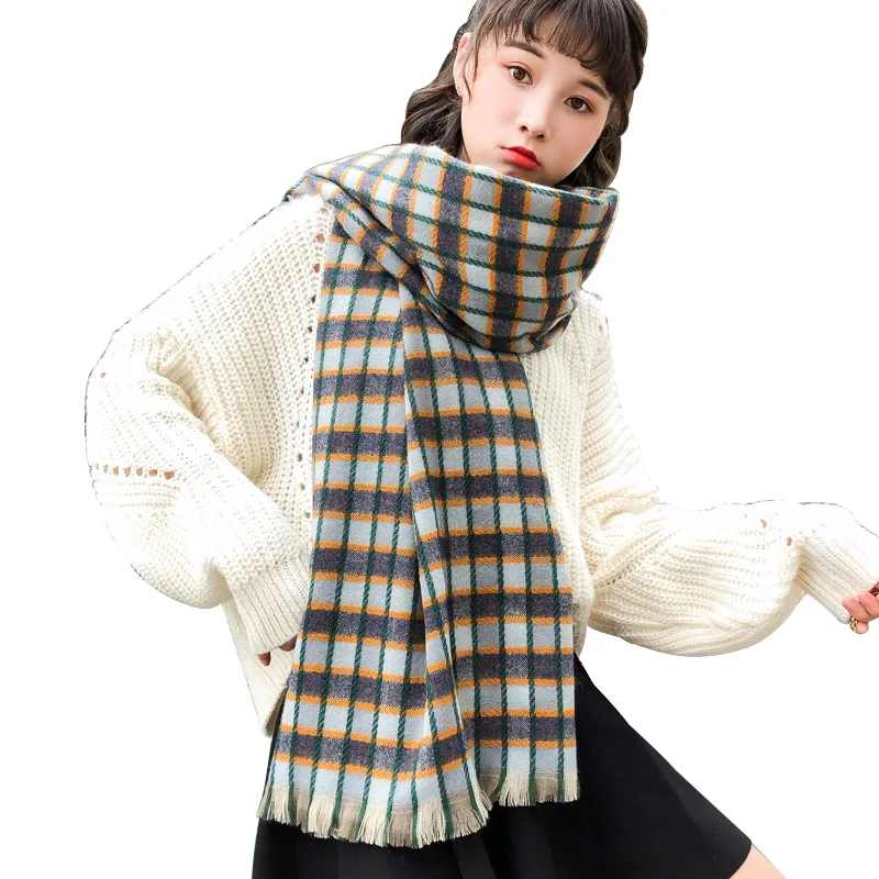 

Oversized Classic Plaid Scarf Tartan Neck Wrap Flannel Tassel Shawl Boho Chic Warm Winter Scarf Casual Checkered Scarves Unisex